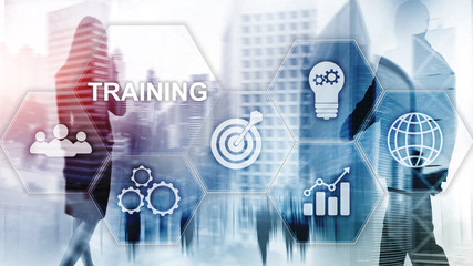 Fototapeta na wymiar Business training concept. Training Webinar E-learning. Financial technology and communication concept