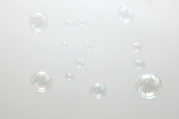 Photo of soap bubbles, creative background, selective focus