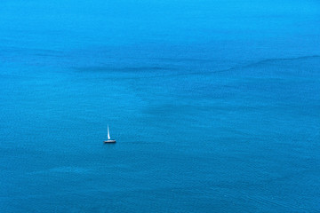 Active vacation on a yacht in the ocean with sea breeze