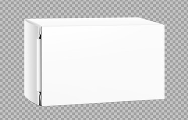Realistic blank cardboard packaging box mockup. Vector illustration isolated on transparent background. Can be use for medicine, food, cosmetic and other. Ready for your design. EPS10.	