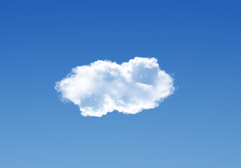 Single cloud in the deep blue gradient sky, natural background