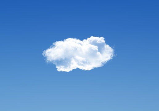 Single Cloud In The Deep Blue Gradient Sky, Natural Background