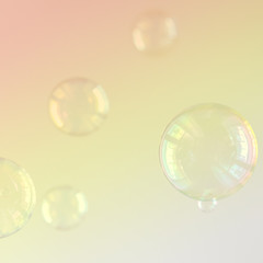 Photo of soap bubbles, creative background, selective focus, toned image