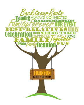 Family reunion design with word cloud element