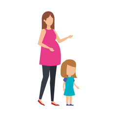 woman pregnancy with daughter