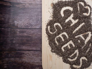 black chia seeds and heart symbol