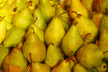 Harvest pears. Pears on the market