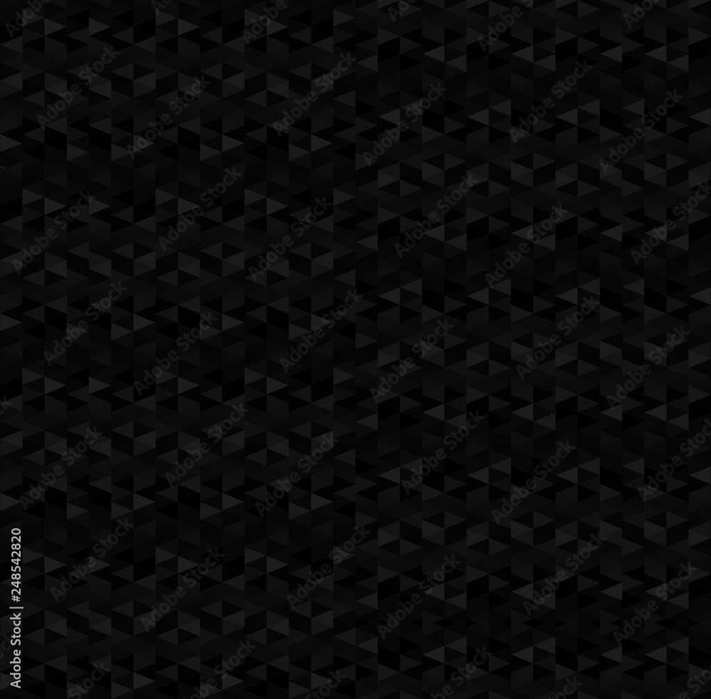 Poster full frame high resolution abstract geometric background made of black and dark gray triangles. seam