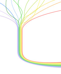 Shape of tree made of simple rainbow colored lines on white background. Abstract illustration. Copy...
