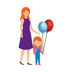 mother with daughter and balloon helium