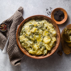 vegan pizzoccheri  dish. an adapted recipe from Italian cuisine. healthy gluten free nutrition