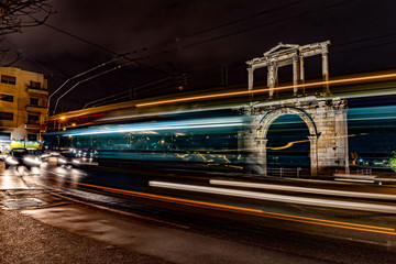 Light trails of moving cars