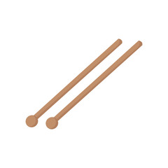 A pair of wooden drumsticks. Wooden drumsticks. White background. Vector illustration. EPS 10.