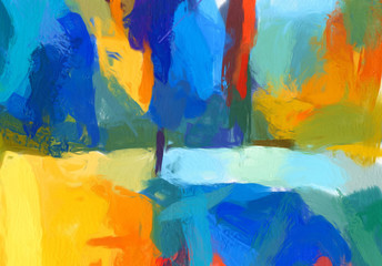 Canvas wall art print for sale. Stock. Oil painting. Impressionism and expressionism mixed drawing style. Contemporary fine artwork for decor posters, banners or products. Modern original background.