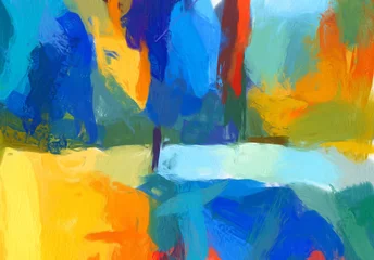 Verkaufe einen Kunstdruck auf Leinwand. Aktie. Ölgemälde. Impressionismus und Expressionismus gemischter Zeichenstil. Zeitgenössische Kunstwerke für Dekorationsplakate, Banner oder Produkte. Moderner ursprünglicher Hintergrund. © Avgustus