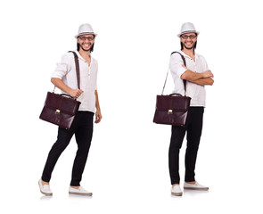 Young man in hat isolated on white