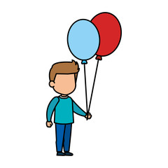 cute little boy with balloons helium