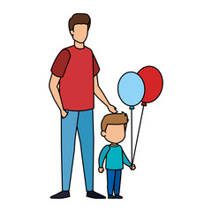 father with son and balloons helium