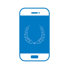 Lorbeerkranz auf Smartphone Display - blau