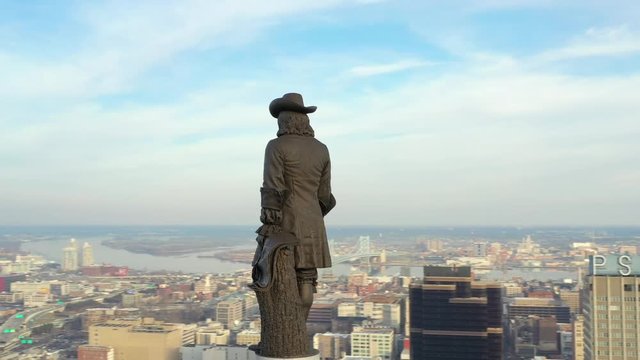 Drone footage William Penn Statue Philadelphia PA