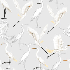Seamless pattern, background with tropical birds