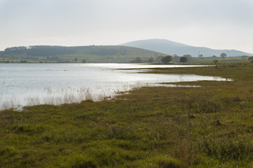 Fototapeta na wymiar Beautiful landscape of the Ebro reservoir, Cantabria.