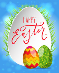 Happy Easter egg calligraphic greeting card