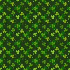 Green clover leaves seamless pattern