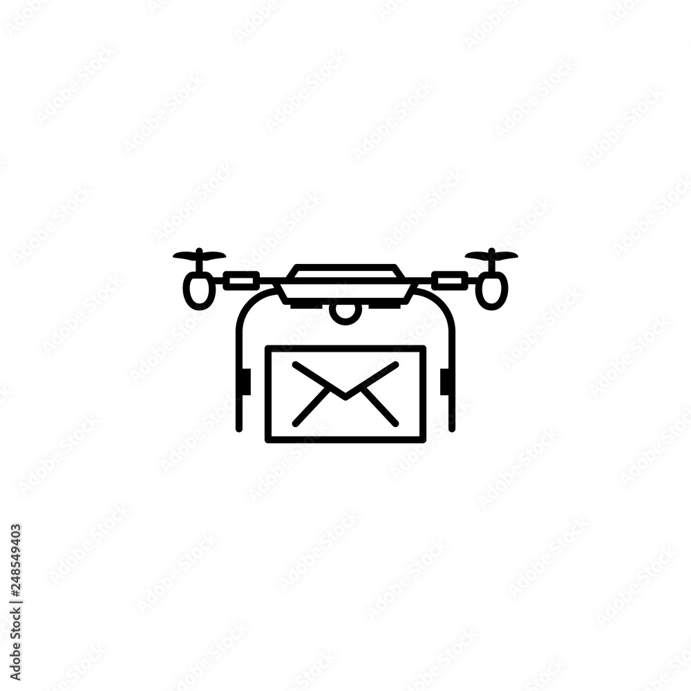 Aufkleber quadcopter, drone, envelope, message icon. element of quadrocopter icon. thin line icon for website 