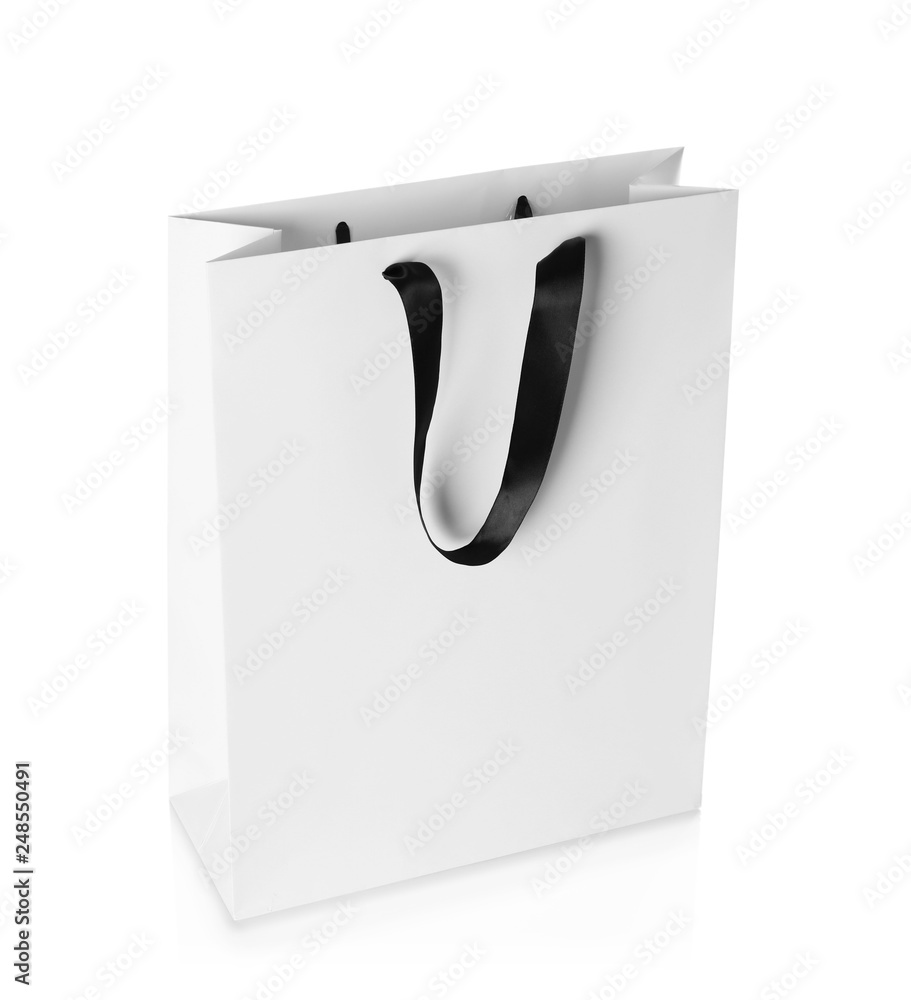Wall mural Paper shopping bag isolated on white. Mock up for design - Wall murals
