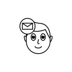 human face character mind in envelope icon
