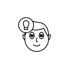 human face character mind in creative idea icon