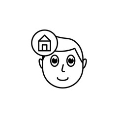 human face character mind in house icon