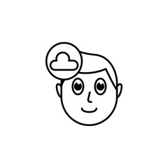 human face character mind in cloud icon