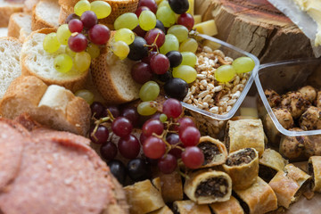 Event healthy catering food delivery concept. Multi choice food variety with vegetarian and vegan option buffet