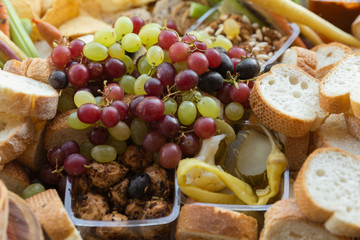 Event healthy catering food delivery concept. Multi choice food variety with vegetarian and vegan option buffet