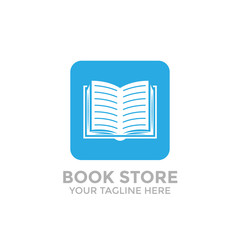 logo book shop template. learning education book store