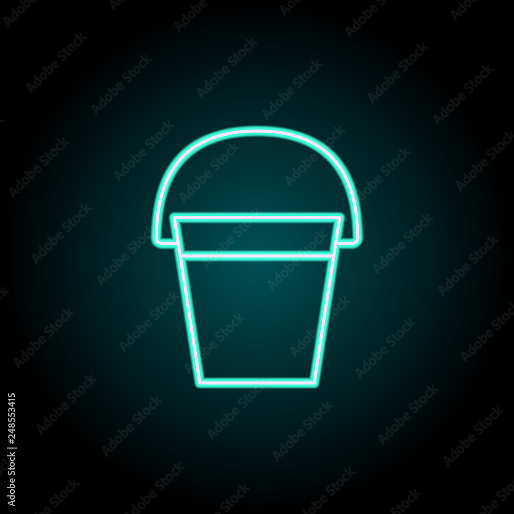 Poster bucket icon. elements of construction in neon style icons. simple icon for websites, web design, mob