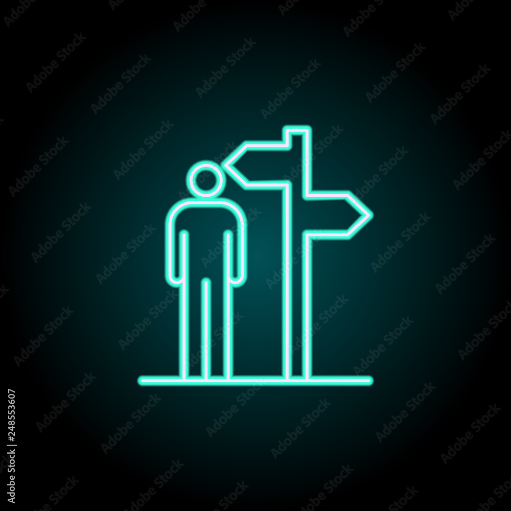 Poster arrow choice icon. elements of conceptual figures in neon style icons. simple icon for websites, web