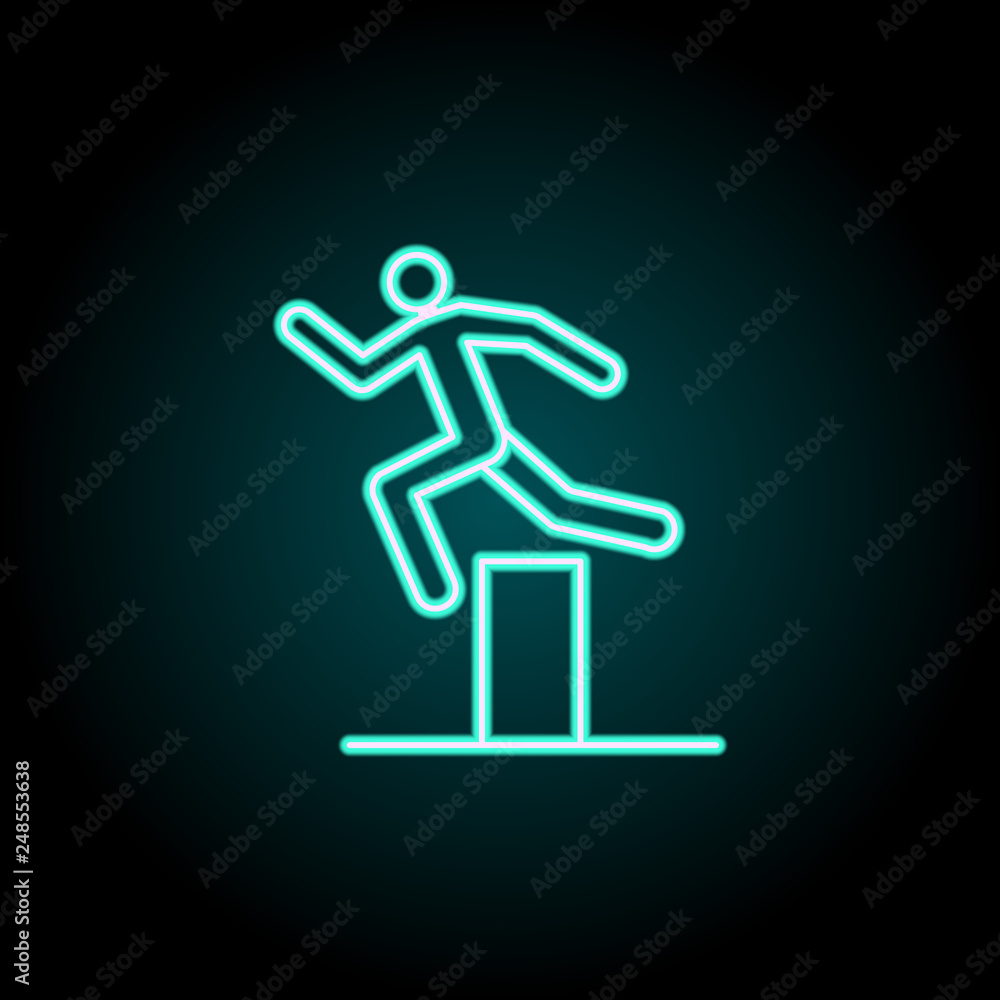 Poster barrier jump icon. elements of conceptual figures in neon style icons. simple icon for websites, web