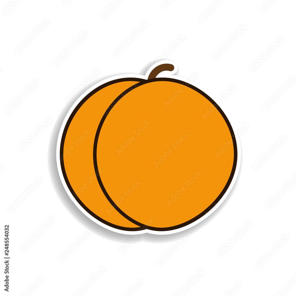 Poster apricot colored sticker icon. elements of fruit in color icons. simple icon for websites, web design