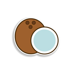 coconut colored sticker icon. Elements of fruit in color icons. Simple icon for websites, web design, mobile app, info graphics