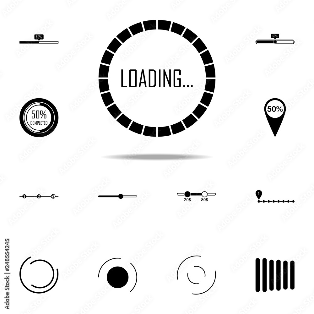 Aufkleber loading in round icon. loader icons universal set for web and mobile