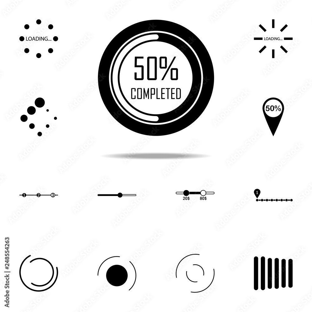 Poster loading in percent round icon. loader icons universal set for web and mobile