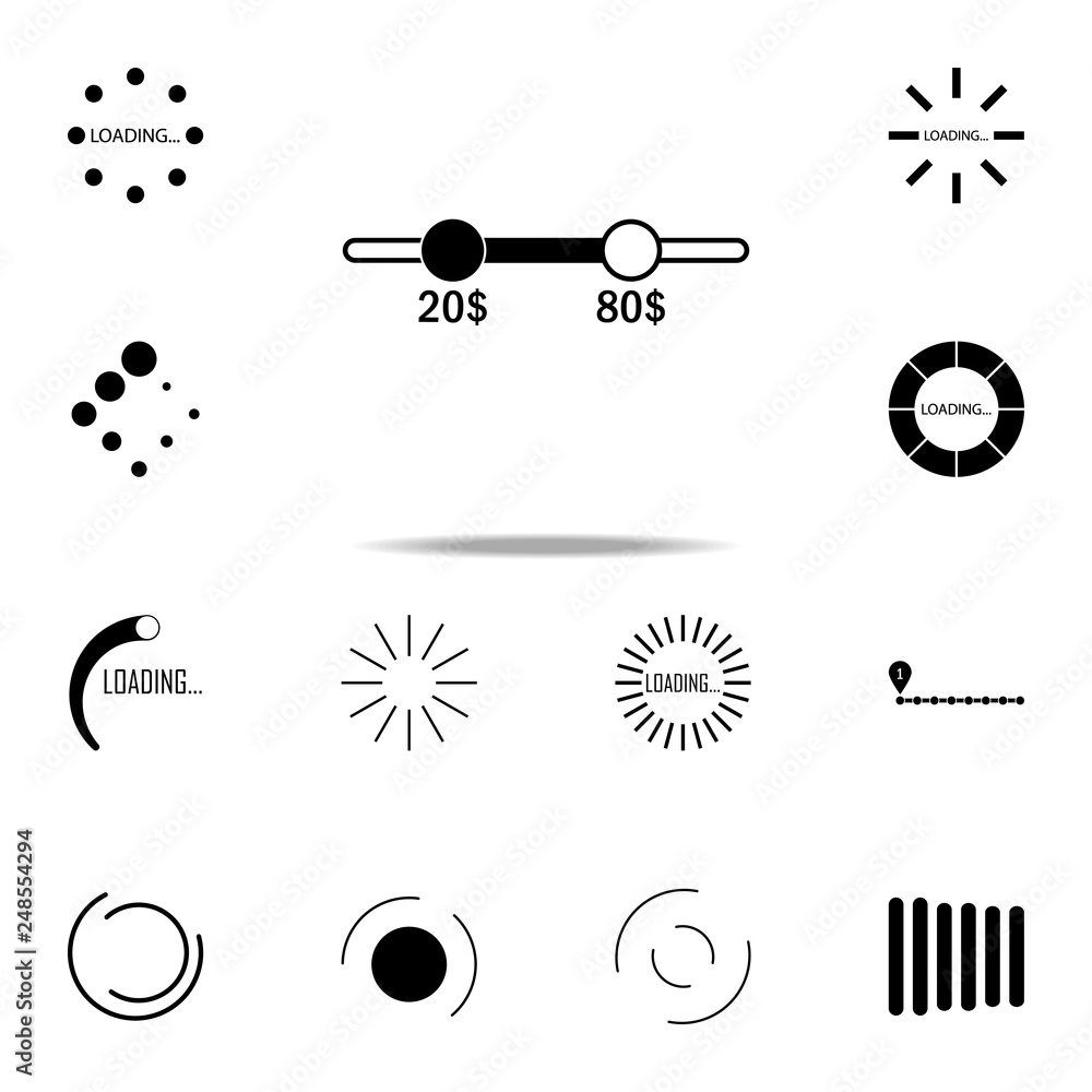 Poster loading bar by money icon. loader icons universal set for web and mobile