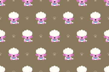 Fototapeta premium Vector cartoon character poodle dog seamless pattern background for design.