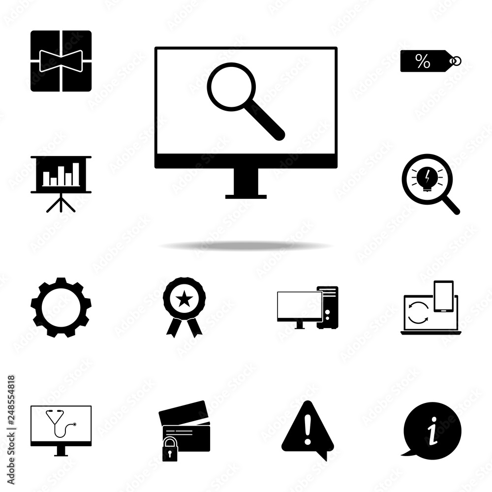 Aufkleber computer search icon. web icons universal set for web and mobile