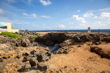 Aruba's Natural Bridge and the coastline around it