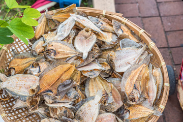 Dried fishes for sale at the street market in Cheung Chau Island, Hong Kong, China.