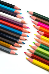 Fototapeta premium Colorful pencils on white background